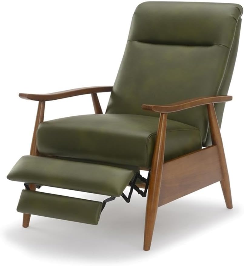 Solaris Fern Green Faux Leather Wood Arm Push Back Recliner I637324