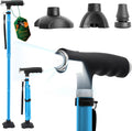 BeneCane Walking Cane for Women Folding Cane for Men with Two Led Lights Quad Cane with Stable Base Lightweight and Adjustable Walking Stick