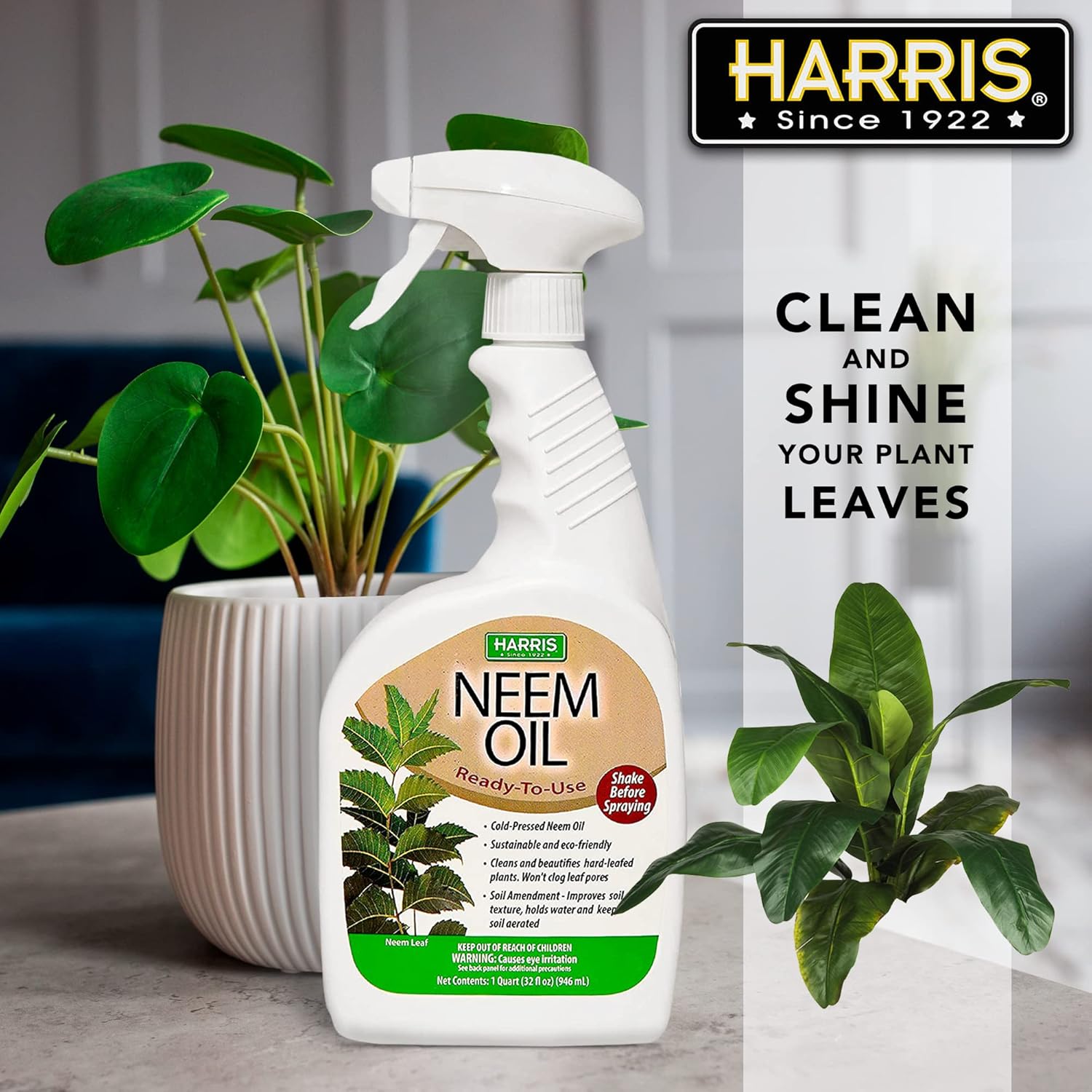 HARRIS Neem Oil Spray for Plants, Cold Pressed Ready to Use, 20oz H22006