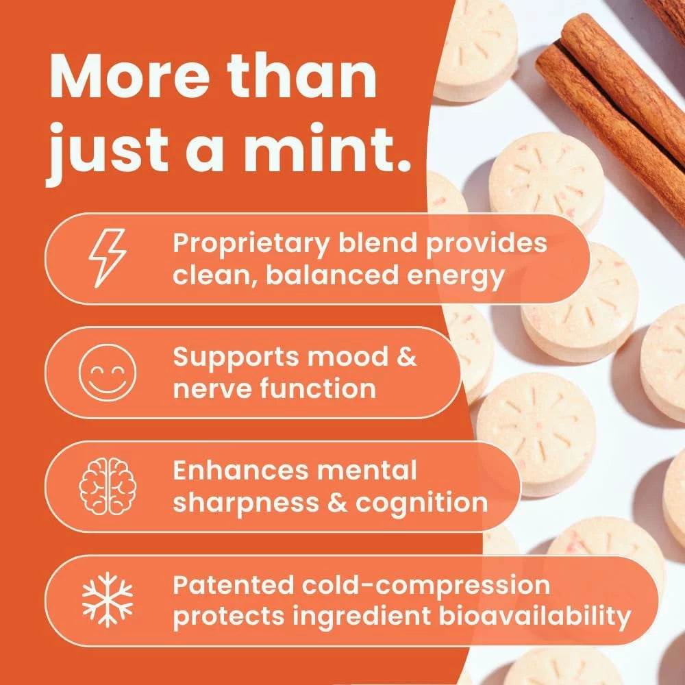 NeuroMints Cinnamon Caffeine Mints with L-Theanine and Vitamin B6 B12, 144 Count M8247
