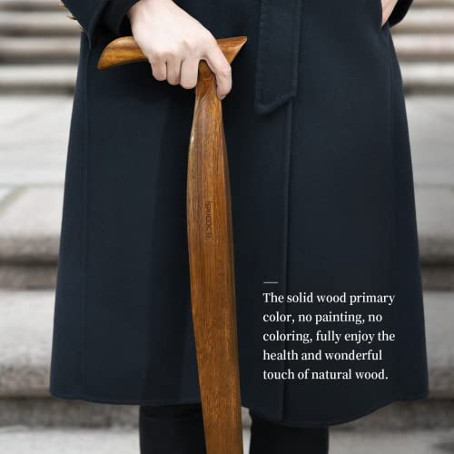 Wooden Walking Cane with Travel Bag, Natural Solid Wood, Ergonomic for Seniors Q6864