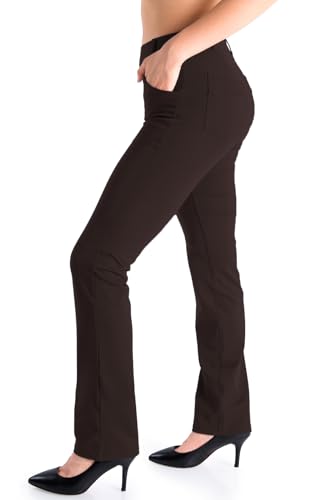 Yogipace Women's Straight Leg Yoga Dress Pants with Belt Loops H62689