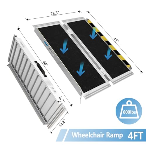Portable Wheelchair Ramp 3FT, Non-Slip Folding Aluminum for Steps & Doorways F481682