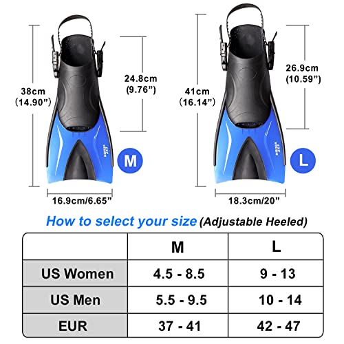 Snorkel Mask Fin Set with Dry Top Snorkel and Travel Bag for Adults D12217
