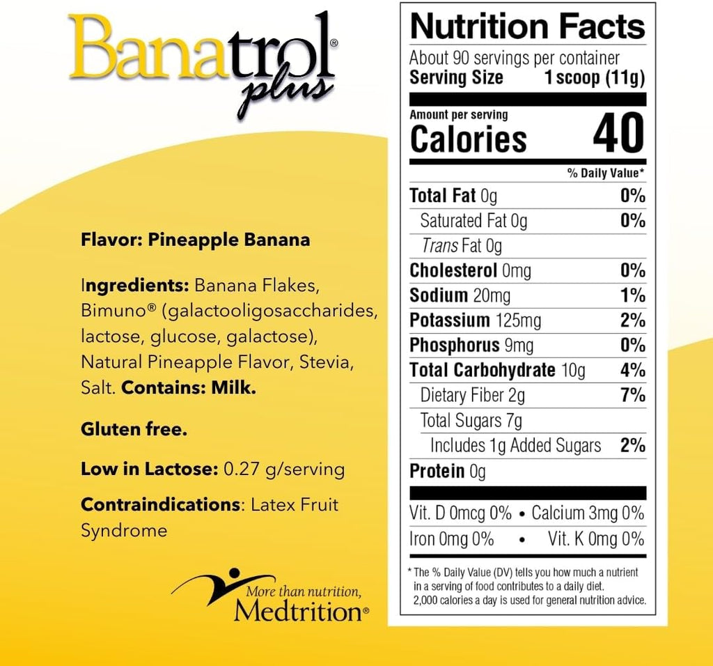 Medtrition Banatrol® Natural Anti-Diarrheal with Prebiotics, 90 Servings (Pineapple) R468