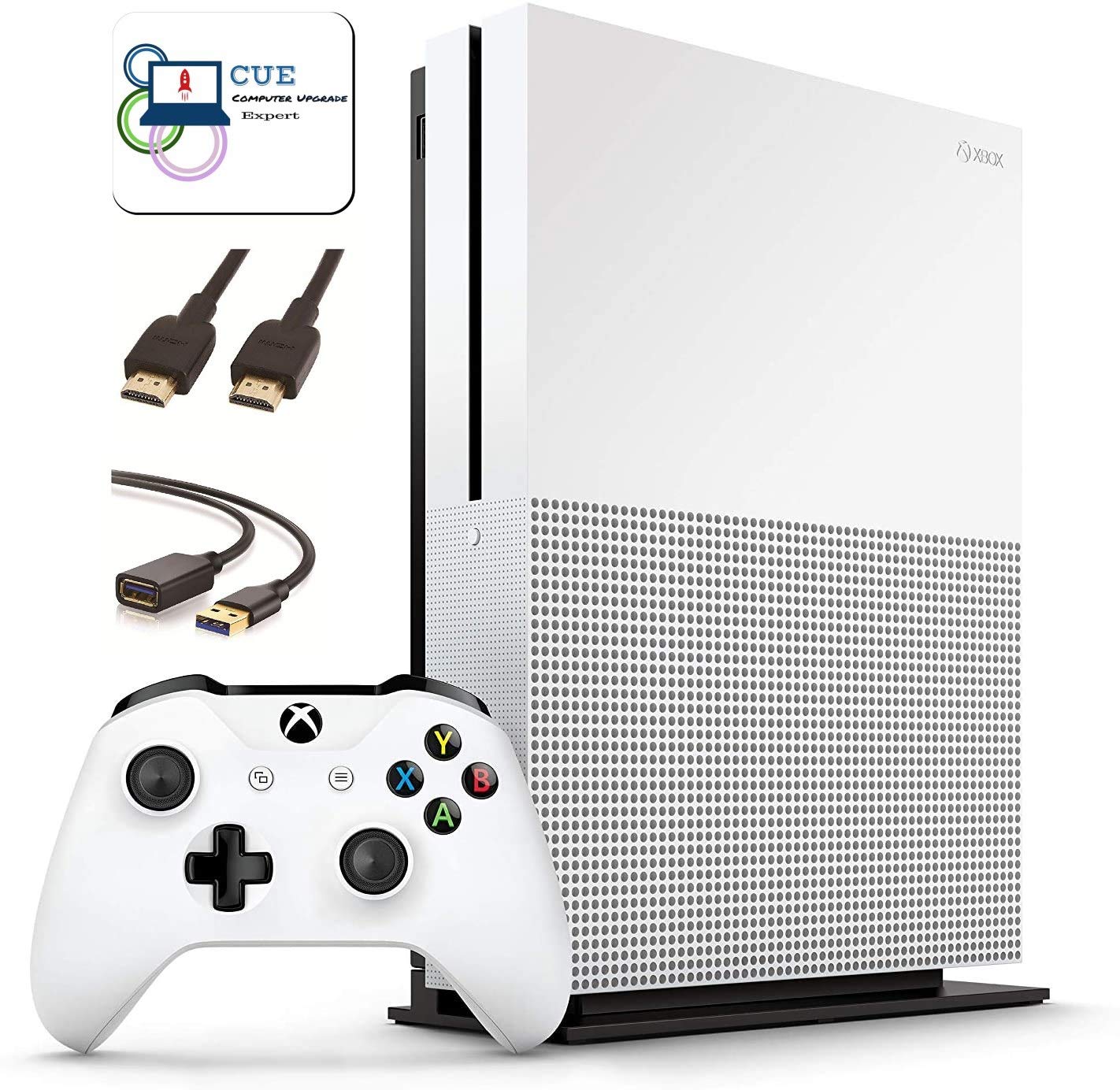 Xbox Microsoft One S 1TB Console, White, with One Wireless Controller, 4K Ultra Blu-ray and 4K Video Streaming, Family Christmas Holiday Bundle + CUE Accessories
