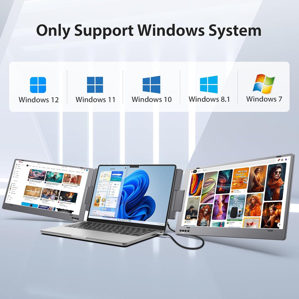 KYY Triple Laptop Screen Extender 14" 1080P FHD IPS Dual Portable Monitor for Laptop U282475