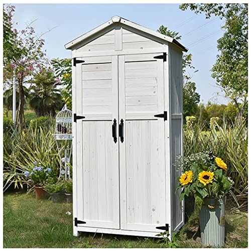 Wooden Garden Shed Organizer, Outdoor Storage Cabinet, Tool Shed, with 4 Shelves Organizer, for Garden and Yard (Color : Green, Size : 85x55x168cm)