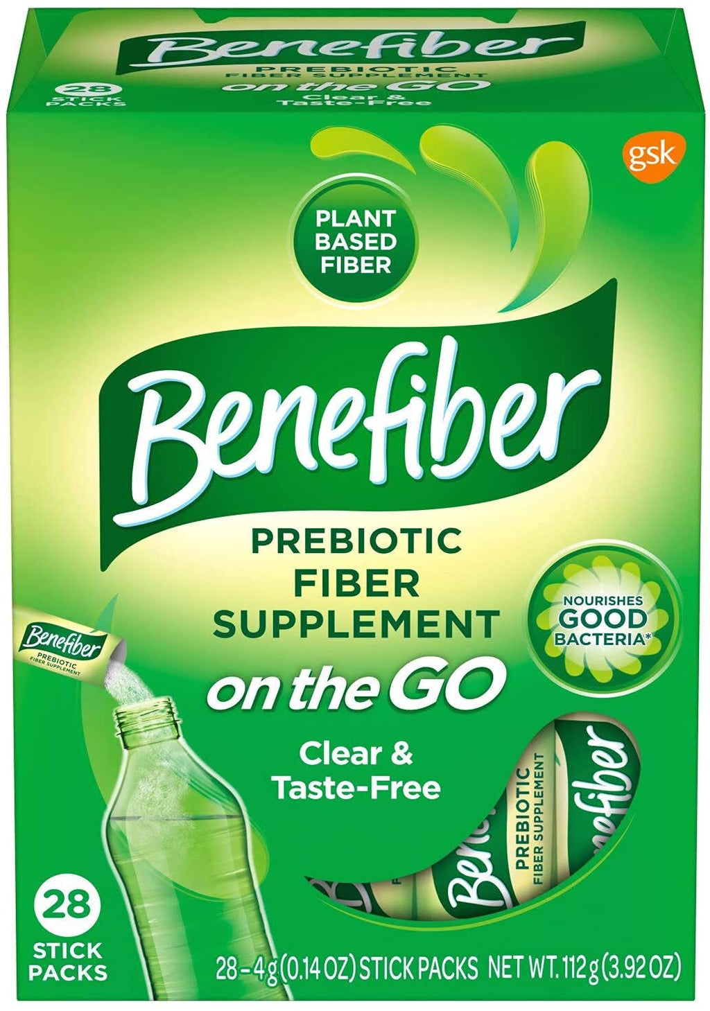 Benefiber Taste-Free, Sugar-Free Fiber Supplement Stick Packs for Digestive Health / 28 Count (6 Pack)