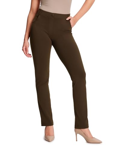 Yogipace Women's Straight Leg Yoga Dress Pants with Belt Loops H62689