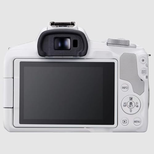 Canon EOS R50 Mirrorless Camera with RF-S 18-45mm Lens, White, Bundle with Bag, Batteries & Memory Cards S656267