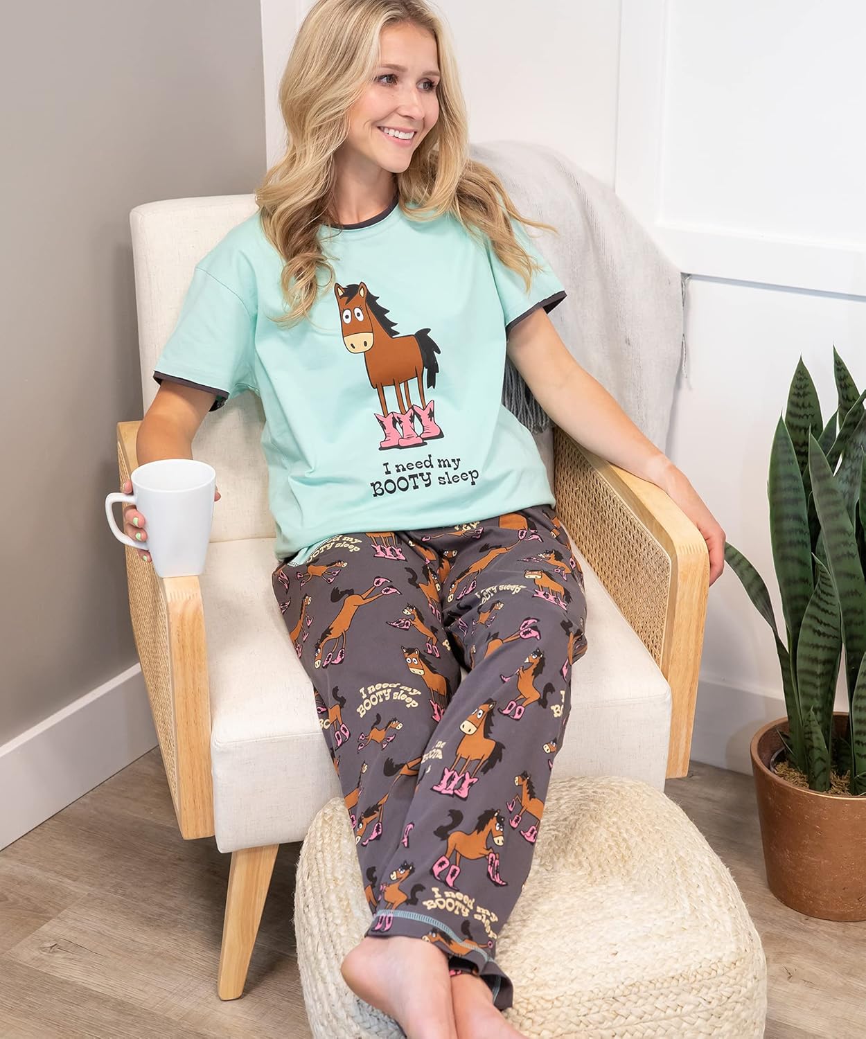 Lazy One Women's Pajama Pants and Top Set, Farm Print W432