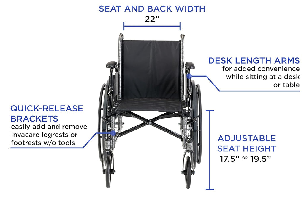 Invacare Tracer SX5 Wheelchair for Adults, 22 Inch Seat, Folding B264986