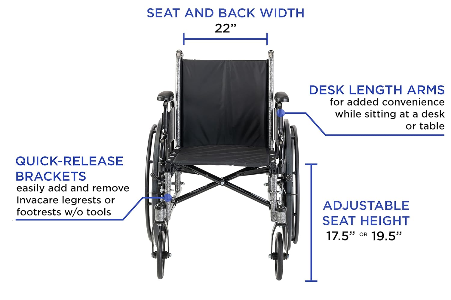 Invacare Tracer SX5 Wheelchair for Adults, 22 Inch Seat, Folding B264986
