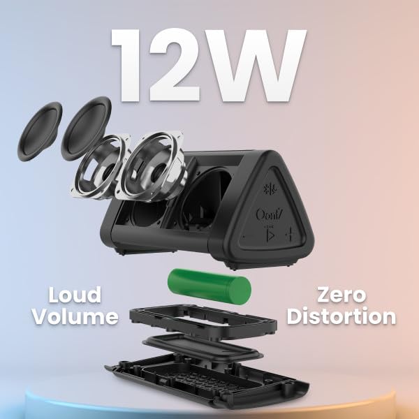 OontZ Angle 3 Portable Bluetooth 5.4 Speaker, IPX5 Water-Resistant, Black V1239