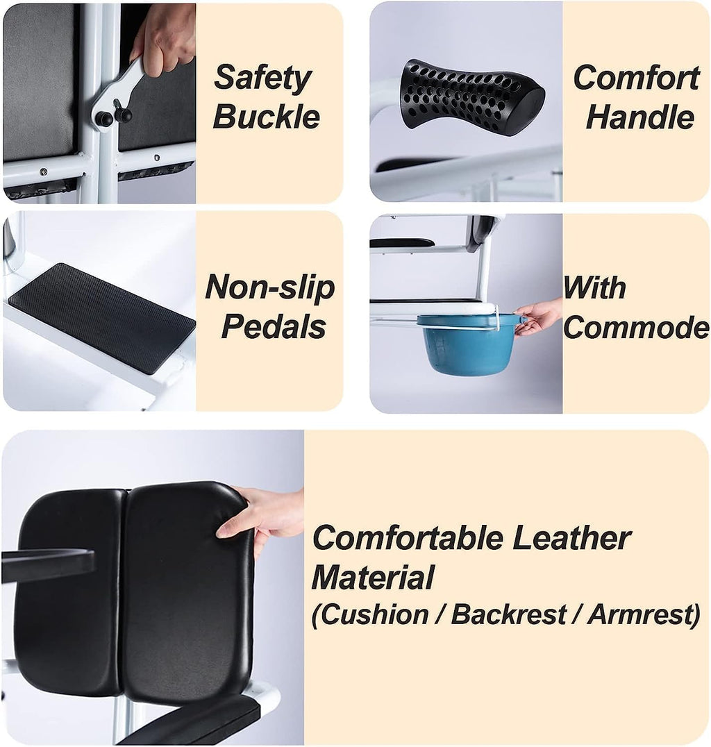 Hydraulic Patient Lift Transfer Chair 4 in 1 with Toilet and Tray Table, 440Lbs Capacity V704669