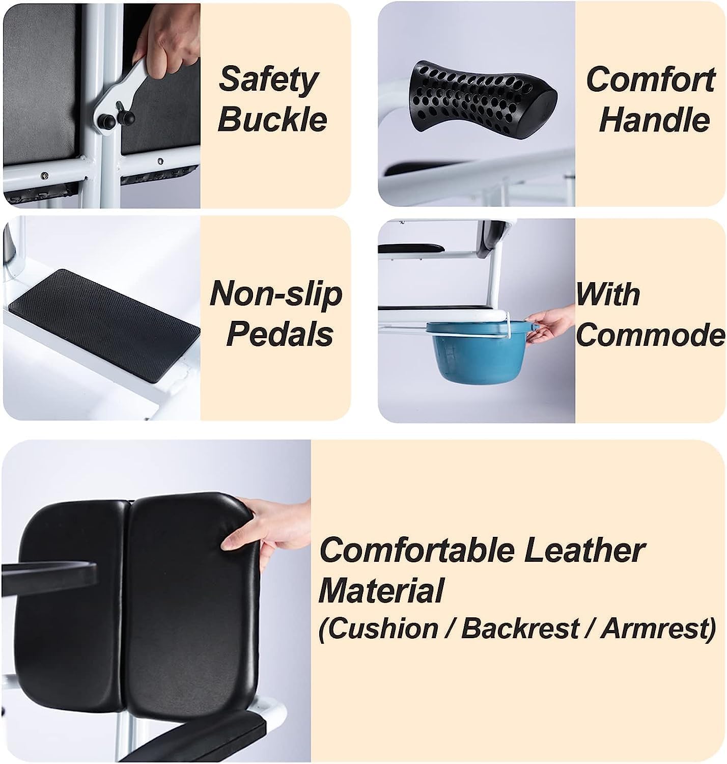 Hydraulic Patient Lift Transfer Chair 4 in 1 with Toilet and Tray Table, 440Lbs Capacity V704669