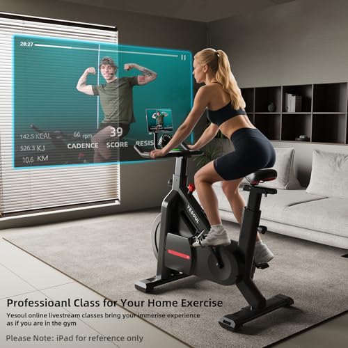 YESOUL Self-Powered Exercise Bike with LED Light Effects, Magnetic Resistance Indoor Cycling Bike P10924