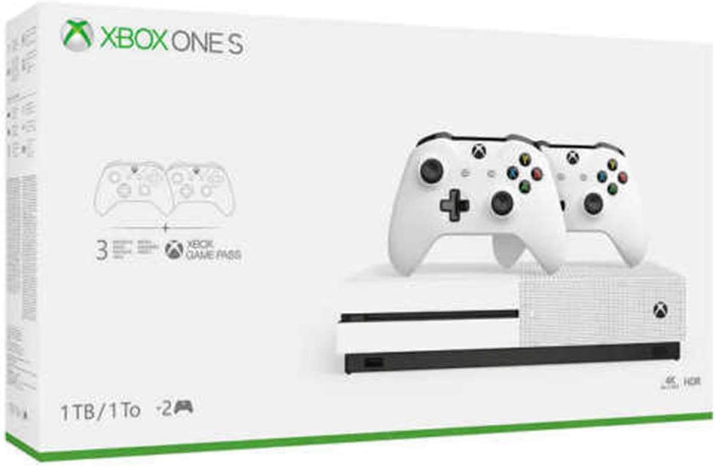 Xbox Newest Flagship Microsoft One S 512GB SSD Bundle with 512GB SSD Fast Boot, Two (2X) Wireless Controllers, 1-Month Game Pass Trial, 14-Day Live Gold Trial - White