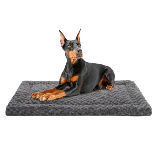 Washable Dog Bed Mat Ultra Soft Crate Pad for Large Dogs, 41 x 27 Inch, Gray K707024