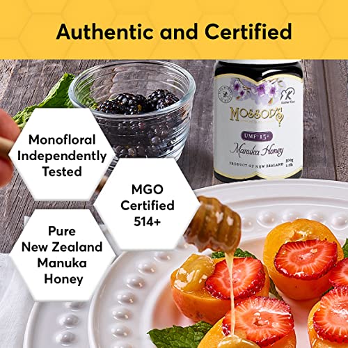 PRI Mossop’s Manuka Honey UMF 15+ MGO 514+ 1.1lb Raw New Zealand G365528