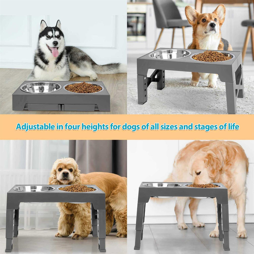 Niubya Elevated Dog Bowls with 2 Stainless Steel Bowls Y881830
