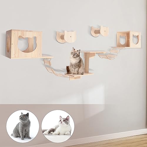 Cat Wall Furniture with Shelves, Scratching Posts, and Perches Q292287