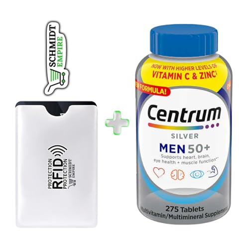 Centrum Silver Men 50+ Multivitamin, 275 Tablets + 1 Card Protector SchmiidtEmpire + Sticker (275ct - Pack of 1)