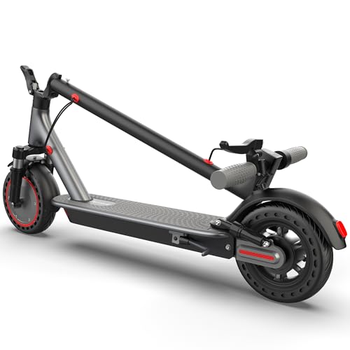Electric Scooter with Dual Shock, 8.5" Solid Tires, 350W Motor 19mph/15mi Range, Dual Suspension Foldable Commuter Scooter for Urban Travel