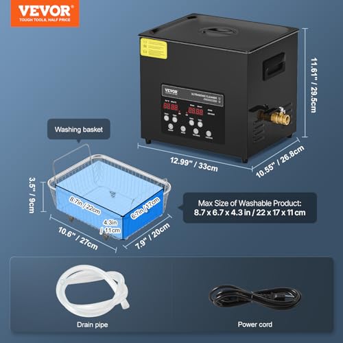 VEVOR 10L Ultrasonic Cleaner, 240W Digital Machine with Heater & Timer C9757