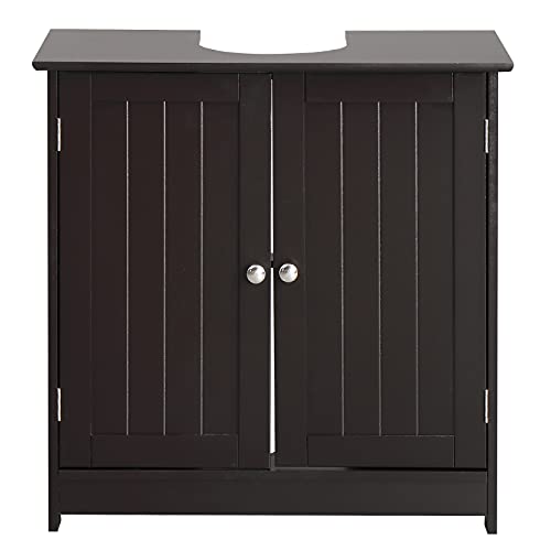 Bonnlo Pedestal Under Sink Storage Bathroom Vanity with 2 Doors, Espresso E618445