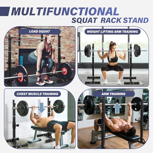F2C Adjustable Squat Rack Pair 41"-66" Steel Barbell Stand G149555