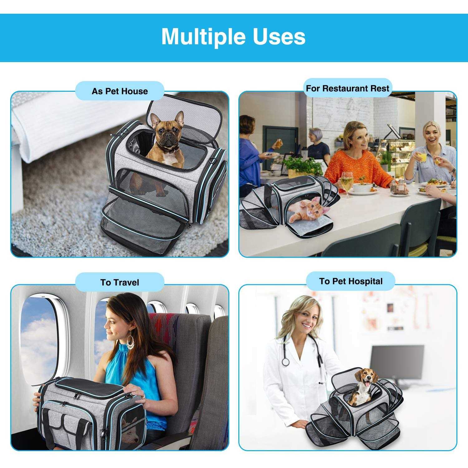 MASKEYON TSA Approved Soft Sided Pet Carrier Large Expandable R7997