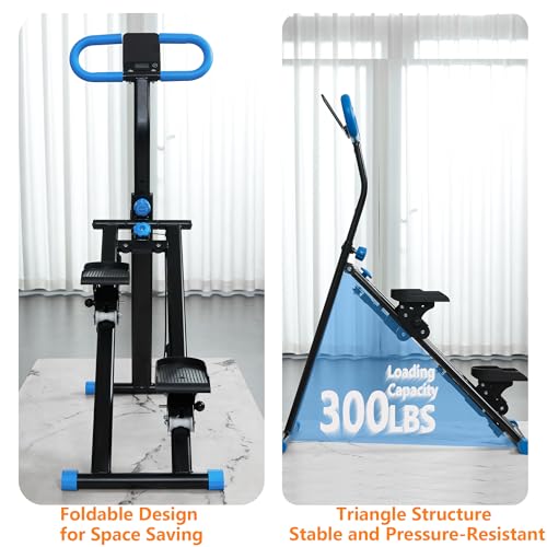 Folding Stair Stepper for Home Gym, Adjustable Handlebar & Pedals, 300LBS Load W2967