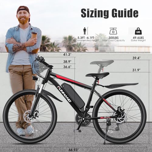 Peak 1000W Electric Mountain Bike for Adults, 26" 48V Commuter Ebike F750633