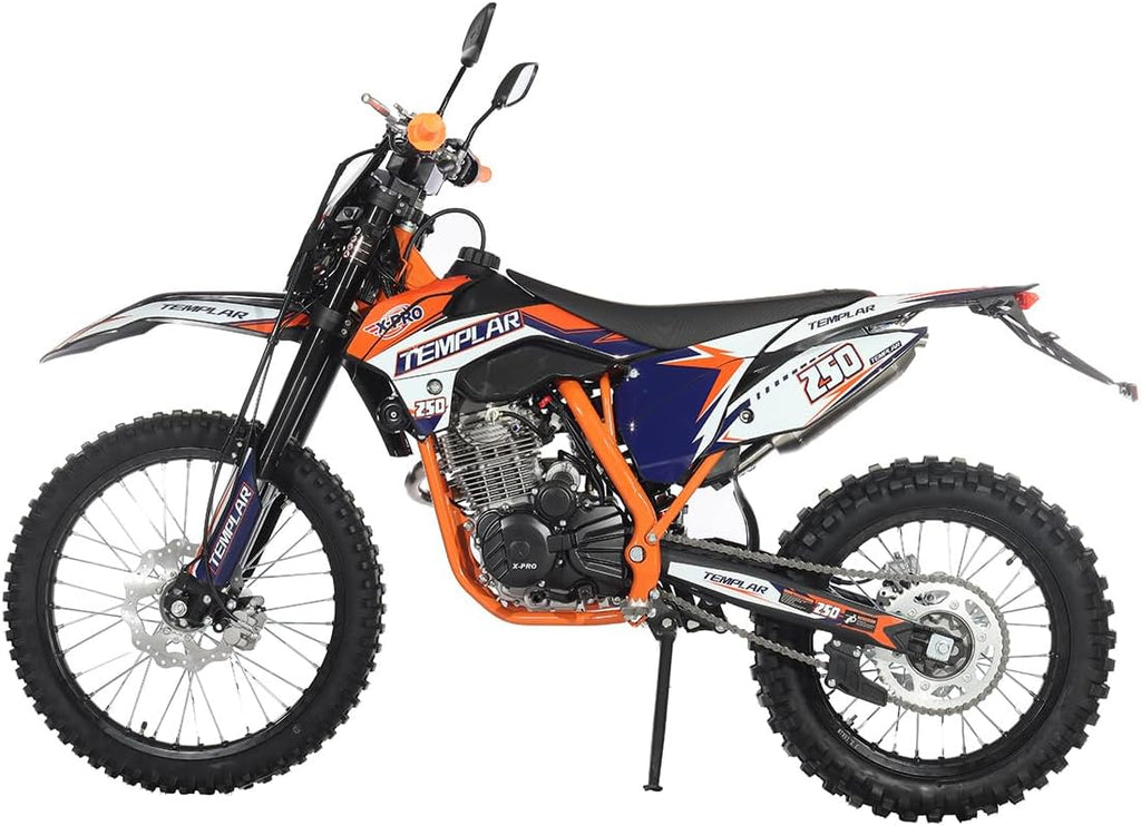 X-PRO Templar 250cc Zongshen Engine Dirt Bike, 5-Speed Manual, Electric/Kick Start, 21"/18" Wheels, Orange U524225