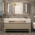 Bathroom Vanity - Bathroom Vanity with Sink Modern Freestanding Bathroom Vanity Set with Smart LED Makeup Heated Defogger Mirror Large Storage Capacity(44")