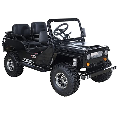 X-PRO Ranger 125 125cc Go Kart with 3-Speed Semi-Automatic Transmission w/Reverse, Big 18" Aluminium Rim Wheels! LED Headlights, with Windshield and Spare Tire！ (Army Green)