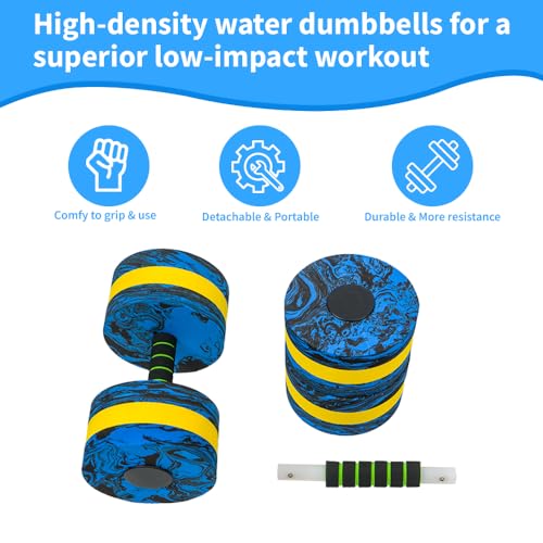 Aquatic Exercise Dumbbells Set of 2, EVA Foam Water Weights for Pool Fitness A527