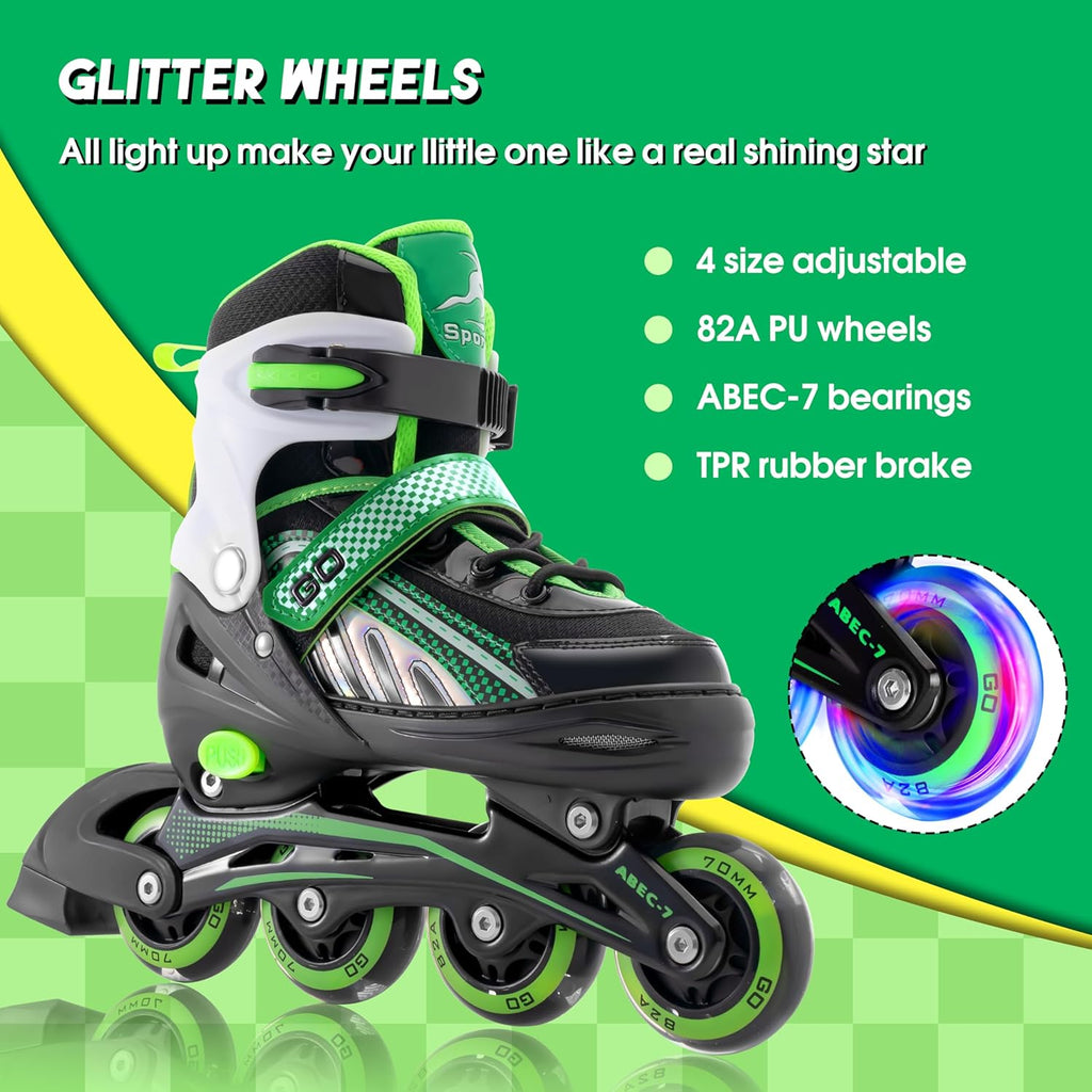 Adjustable Inline Skates for Kids with Light Up Wheels Q5867