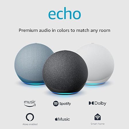 Amazon Echo (newest model) Alexa speaker with premium sound, Charcoal K5672