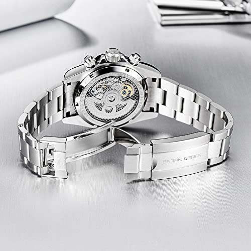 HaiQin Pagani Design 1653 Skeleton Automatic Watch for Men, Diamond Bezel Stainless Steel X587