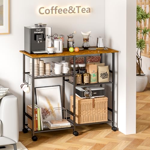 Microwave Cart with Adjustable Shelf and Wheels P795