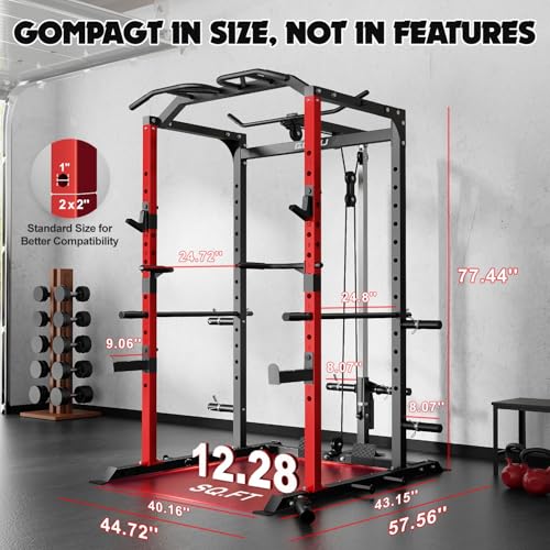 C1-V4 Power Cage with LAT Pulldown, Multi-Function Weight Cage for Home Gym G4781