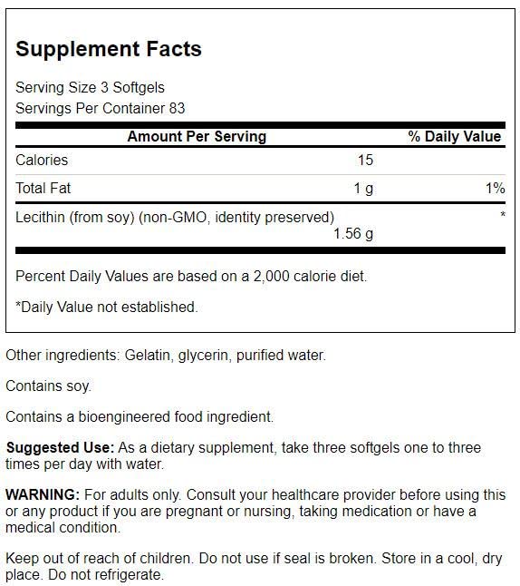 Swanson Lecithin Non-GMO 520 mg 250 Softgels I8816