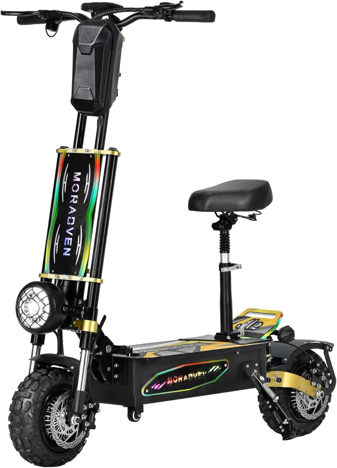 Adult Electric Scooter, 11-inch 6000W high Power Dual Drive Sports Scooter with seat, 7-inch LCD Display 60V40AH Range 80 Miles, Maximum Speed 60MPH, Off-Road Tires Electric Scooter.