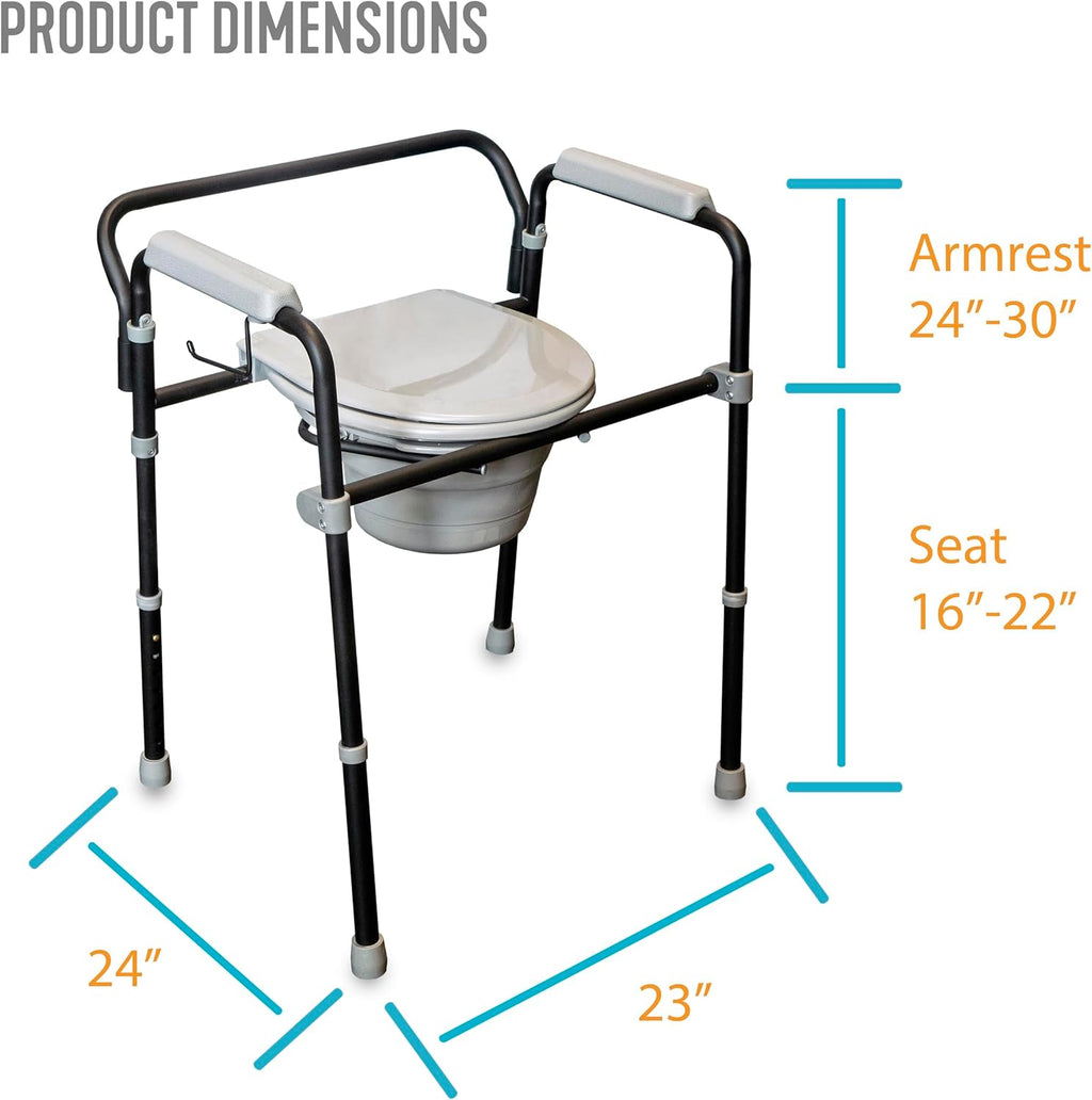 Able Life Universal Bedside Commode, Extra Wide 3-in-1 Adjustable Toilet Safety Rail and Shower Chair L889698