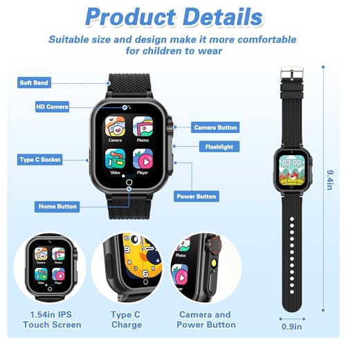 Kids Smart Watch for Girls Age 5-12, HD Touch Screen with Puzzle Games and Camera R273421