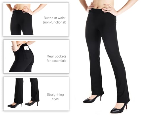Yogipace Women's Straight Leg Yoga Dress Pants with Belt Loops H62689