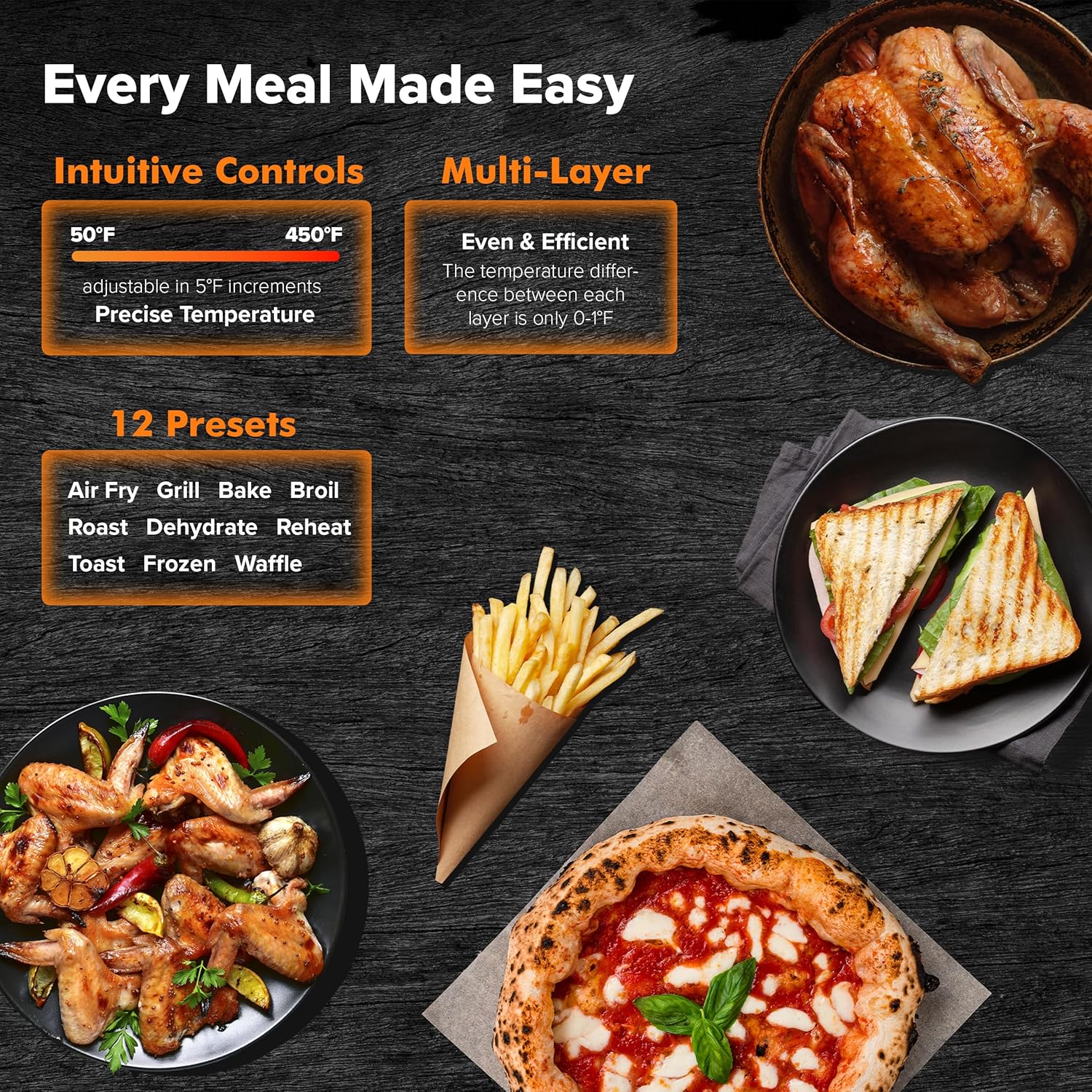 Nuwave Bravo Pro Smart Air Fryer Toaster Oven Combo, 12-in-1, 21QT, Stainless Steel E648464